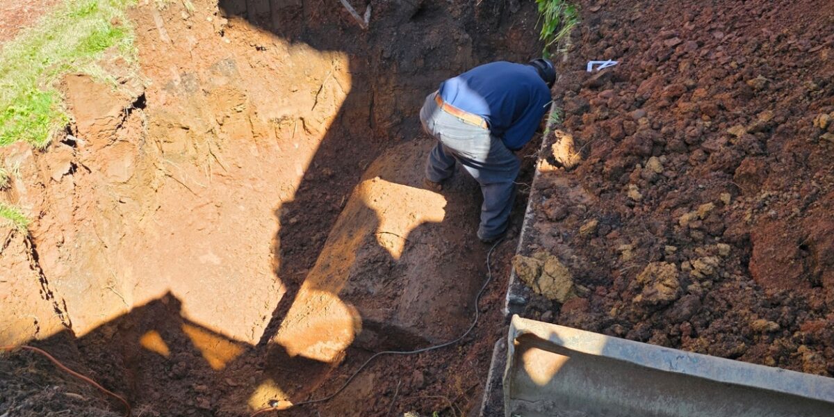 Oil tank removal in a tight side yard